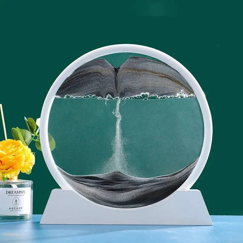 3D Moving Sand Art Picture Round Glass Deep Sea Sandscape Hourglass - MadeLuxx