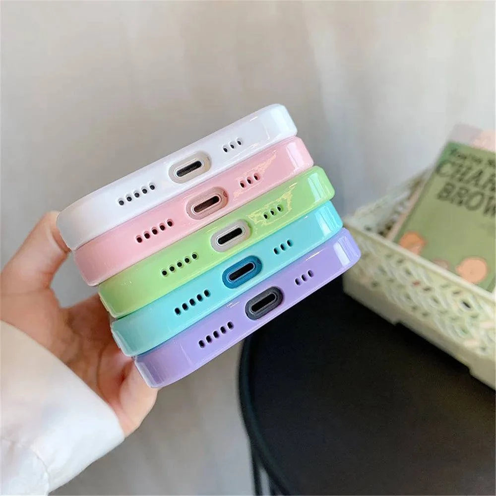 Candy Shockproof Silicone Bumper Phone Case For iPhone 15 14 11 12 13 Pro Max X XS XR 8 7 Plus Transparent Protection Back Cover - MadeLuxx