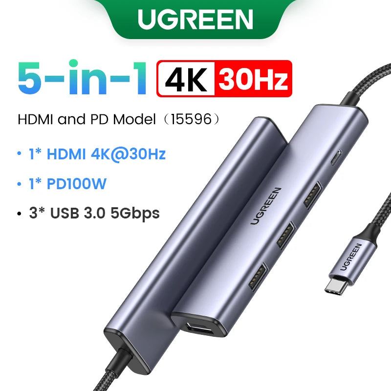 UGREEN Dual HDMI USB HUB 8K HDMI Adapter 10 in 1 Splitter with RJ45 USB 3.0 PD 100W Dock for MacBook Pro Air M2 M1 USB C HUB - MadeLuxx