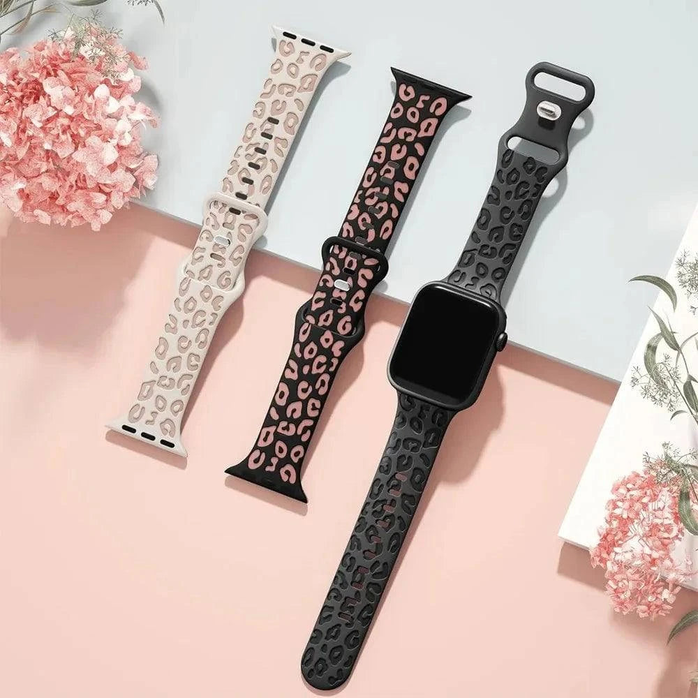 Strap For Apple Watch Band 40mm 44mm 42mm 45mm 41mm 49mm 38mm Silicone Engraved Correa Bracelet Series 8 9 7 SE 6 5 4 ultra 2 3 - MadeLuxx