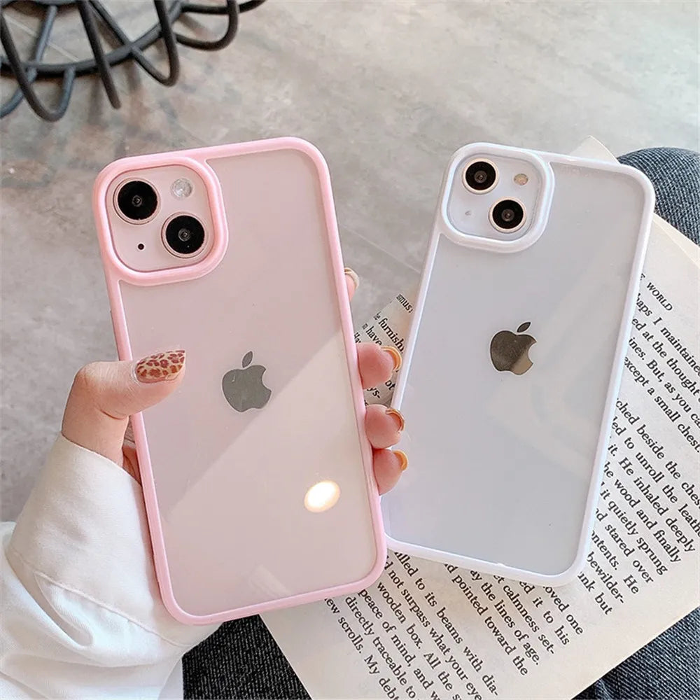 Candy Shockproof Silicone Bumper Phone Case For iPhone 15 14 11 12 13 Pro Max X XS XR 8 7 Plus Transparent Protection Back Cover - MadeLuxx