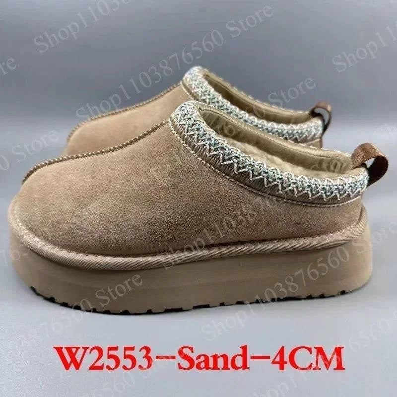 Casual Women Slippers  Winter Fur Slides Classic Warm Wool Boots Female Leather Suede Comfort Women's Booties 2024 New Fashion - MadeLuxx