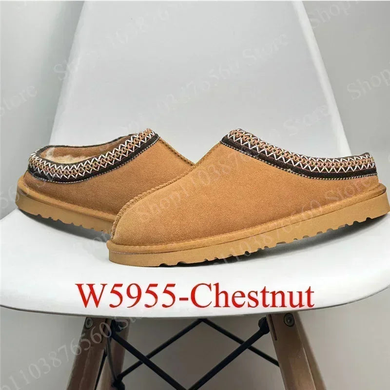 Casual Women Slippers  Winter Fur Slides Classic Warm Wool Boots Female Leather Suede Comfort Women's Booties 2024 New Fashion - MadeLuxx