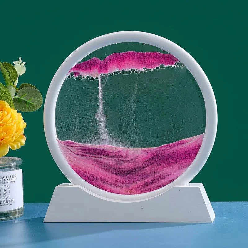 3D Moving Sand Art Picture Round Glass Deep Sea Sandscape Hourglass - MadeLuxx