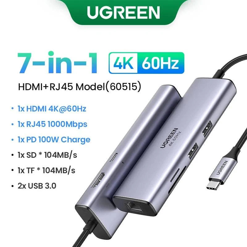 UGREEN Dual HDMI USB HUB 8K HDMI Adapter 10 in 1 Splitter with RJ45 USB 3.0 PD 100W Dock for MacBook Pro Air M2 M1 USB C HUB - MadeLuxx