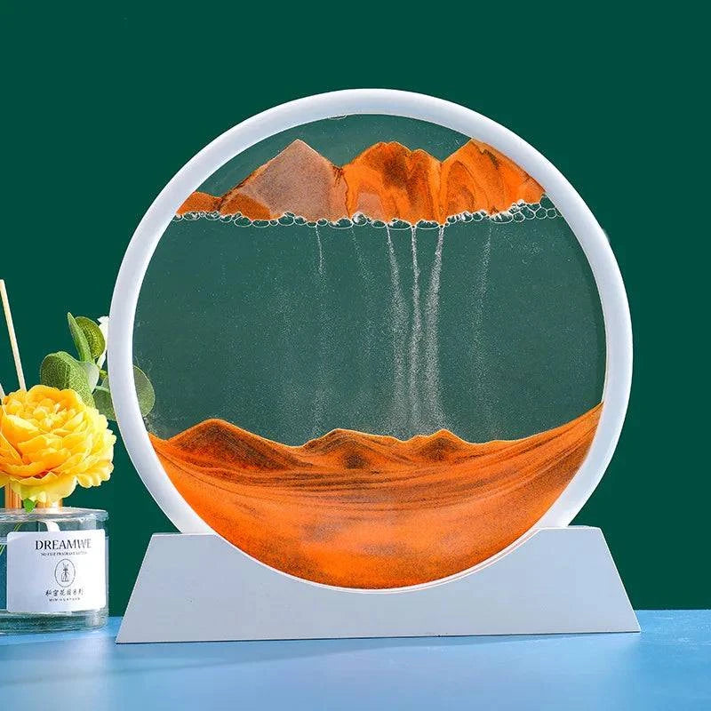 3D Moving Sand Art Picture Round Glass Deep Sea Sandscape Hourglass - MadeLuxx