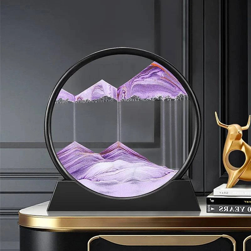 3D Moving Sand Art Picture Round Glass Deep Sea Sandscape Hourglass - MadeLuxx