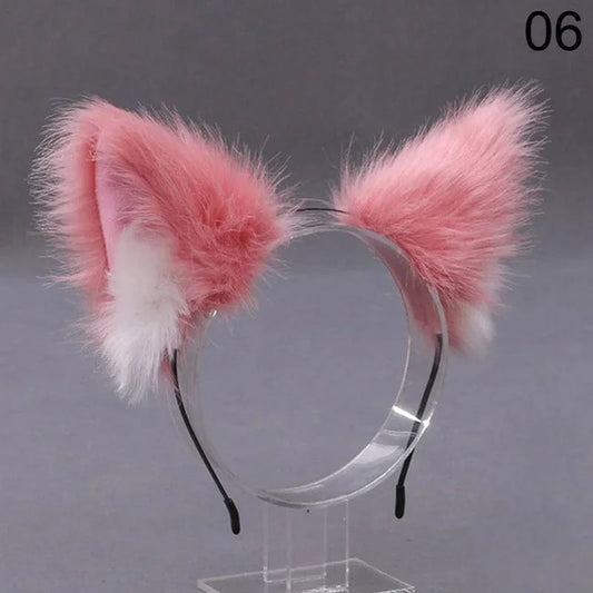 Fox Cat Ear Plush Hair Hoops Cosplay Fluffy Plush Hairband Headband Women Girl Masquerade Party Headwear Hair Accessories - MadeLuxx