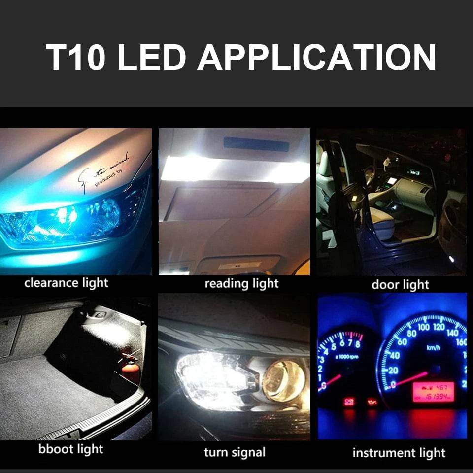 2xNewest W5W Led T10 Car Light COB Glass 6000K White Auto Automobiles License Plate Lamp Dome Light Reading DRL Bulb Style 12V - MadeLuxx