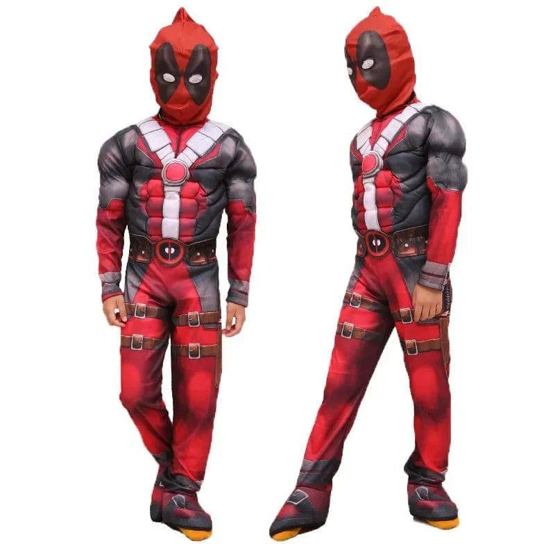 Adult Deadpool Costume Men Women Kids Cosplay Mask Suit Jumpsuit Backpack Knif Accessories Superhero Halloween Costume Child - MadeLuxx