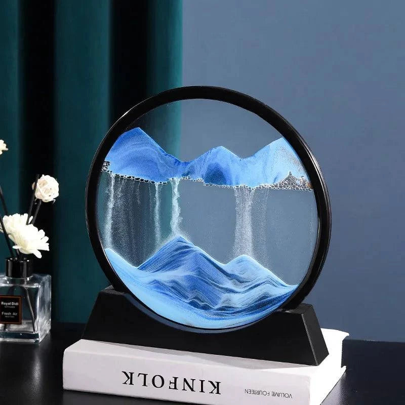 3D Moving Sand Art Picture Round Glass Deep Sea Sandscape Hourglass - MadeLuxx