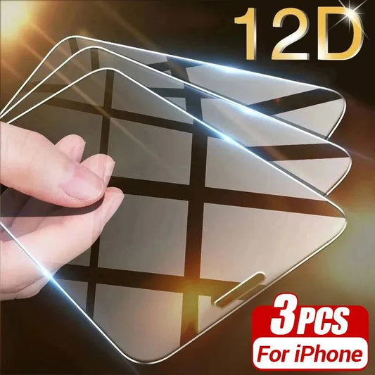 3Pcs Tempered Glass For iPhone 14 13 15 12 11 Pro Max Screen Protector for iPhone 15 Plus XR X XS Max 6 8 7 Plus SE 2020 Glass - MadeLuxx