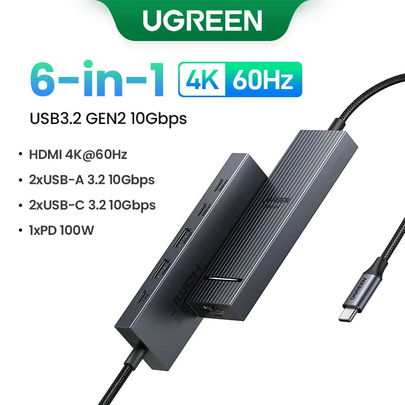 UGREEN Dual HDMI USB HUB 8K HDMI Adapter 10 in 1 Splitter with RJ45 USB 3.0 PD 100W Dock for MacBook Pro Air M2 M1 USB C HUB - MadeLuxx