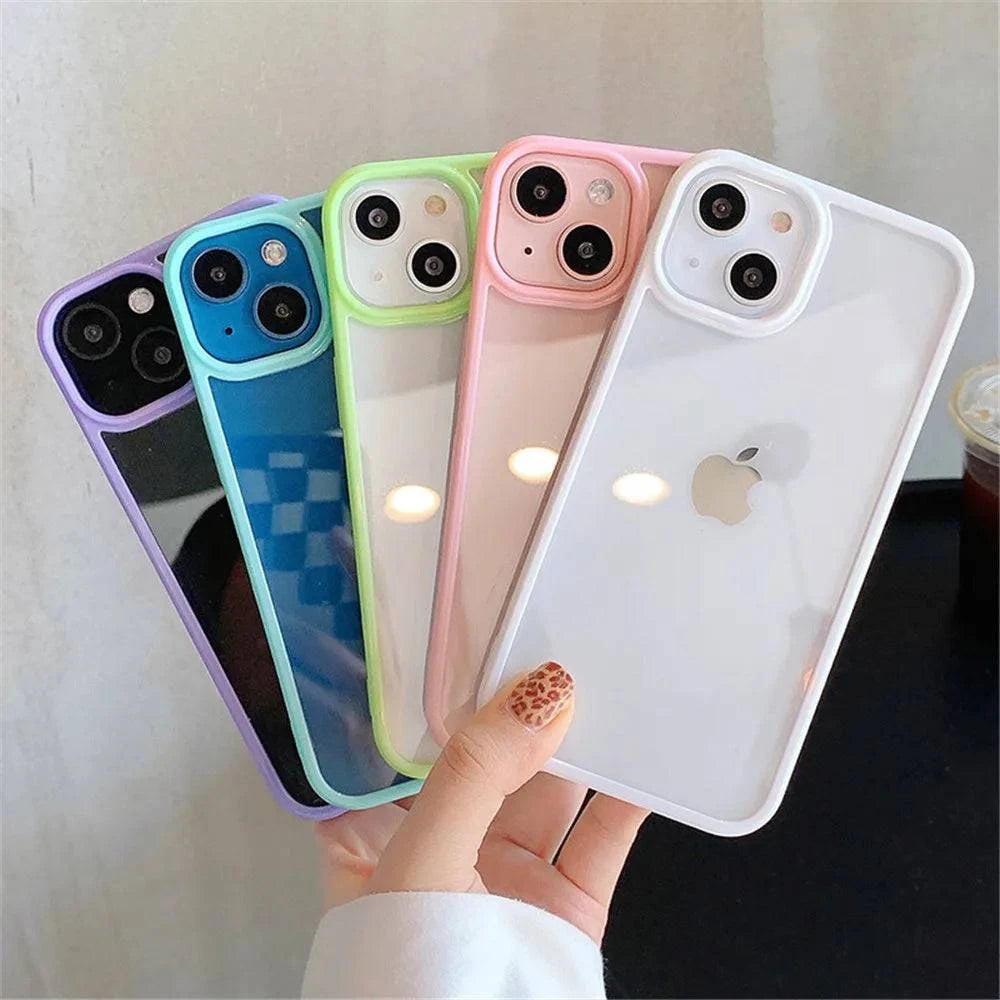 Candy Shockproof Silicone Bumper Phone Case For iPhone 15 14 11 12 13 Pro Max X XS XR 8 7 Plus Transparent Protection Back Cover - MadeLuxx