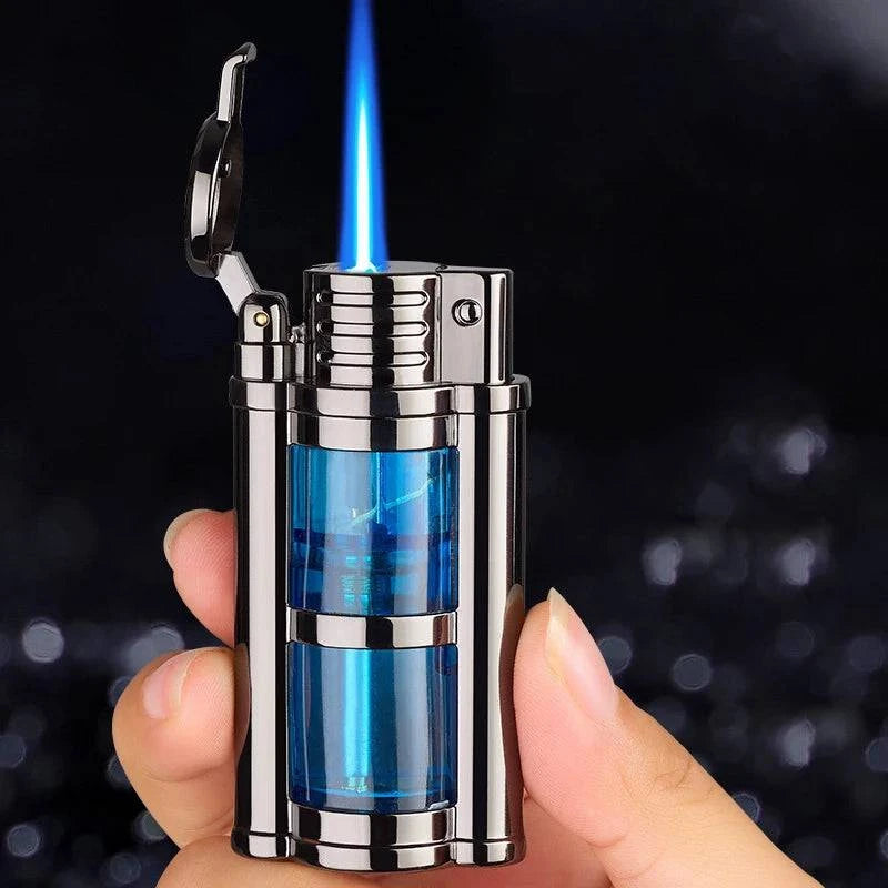 New Metal Transparent Visible Gas Lighter Metal Turbo Torch Unusual Creative Windproof Butane Lighters Gadgets for Men - MadeLuxx