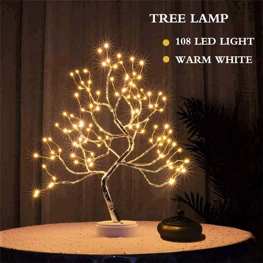 LED Night Light Mini Christmas Tree Copper Wire Garland Lamp For Kids - MadeLuxx