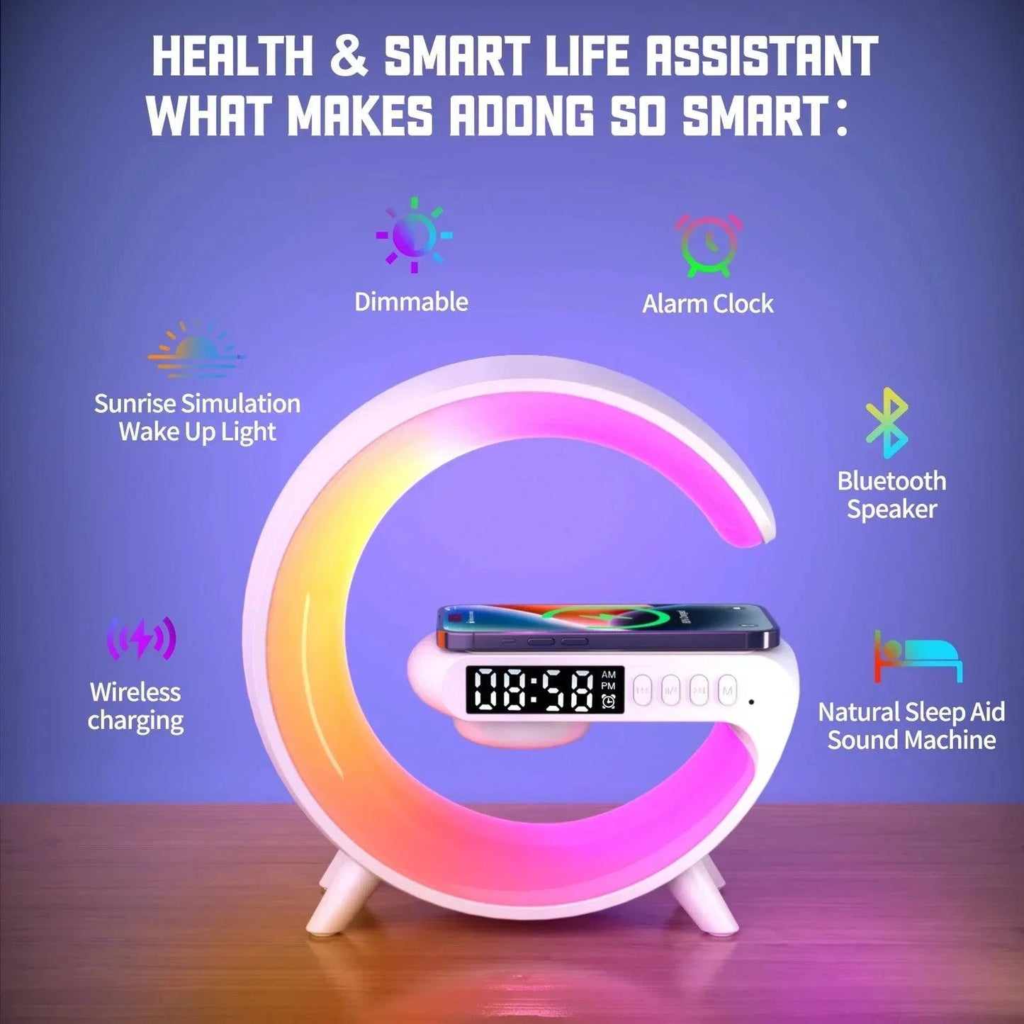 Multifunction Bluetooth Speaker TF RGB Night Light Wireless Charger Stand - MadeLuxx