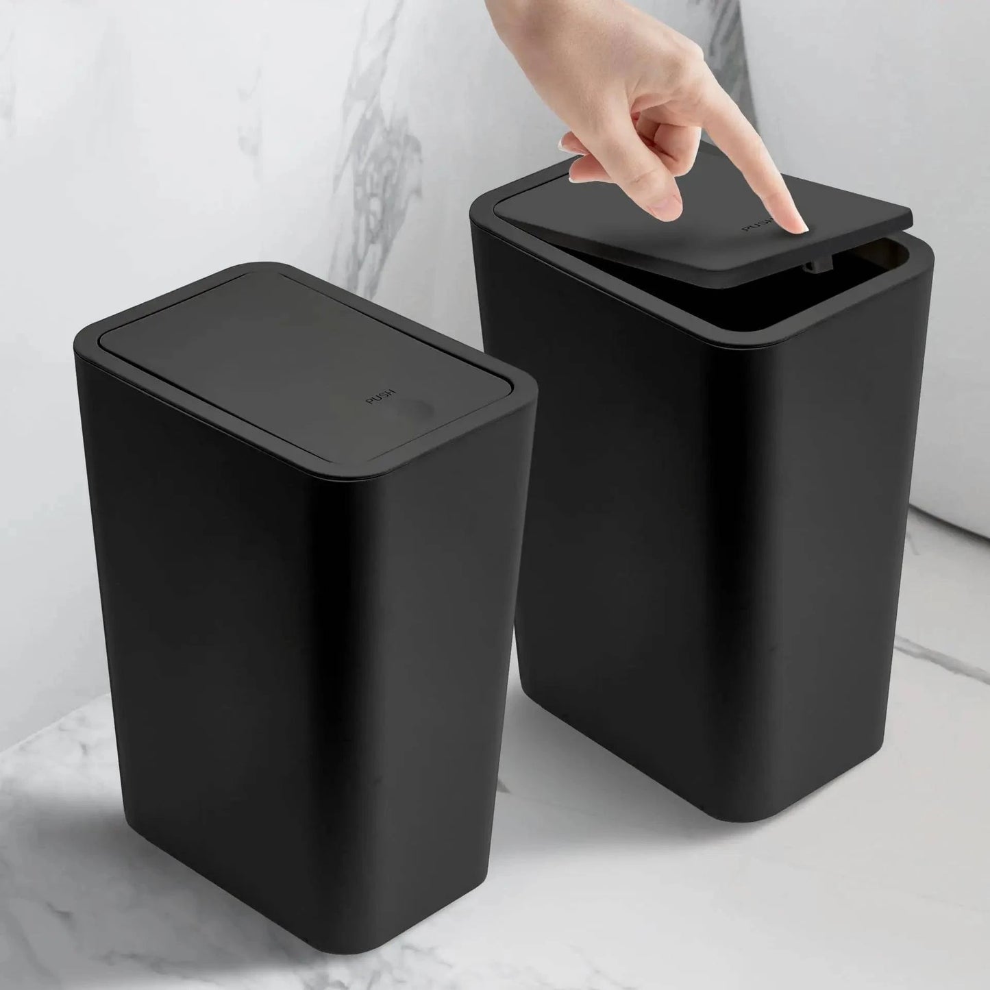 Bathroom Trash Can Small Garbage Can with Press Top Lid for Toilet - MadeLuxx