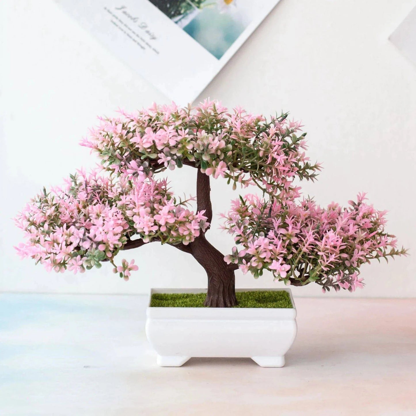 Artificial Plant Bonsai Plastic Small Tree Pot Fake Plant Flower Potted Ornaments - MadeLuxx