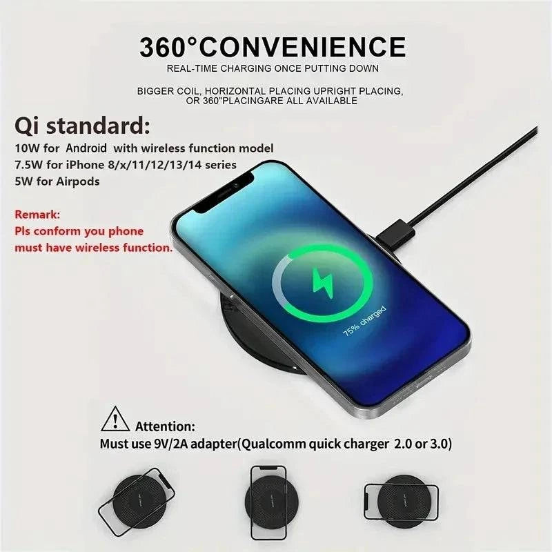 Wireless Charger Pad Stand Desktop Ultra-thin Mobile Phone Fast Charging - MadeLuxx