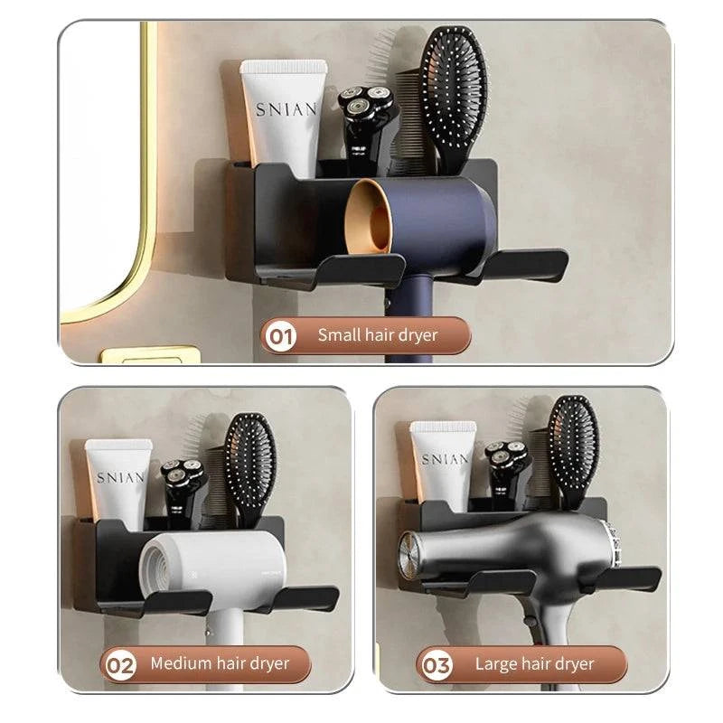 Bathroom Shelf Dryer Cradle Wall Shelves Hair Dryer Holder Shower Hairdryer O - MadeLuxx