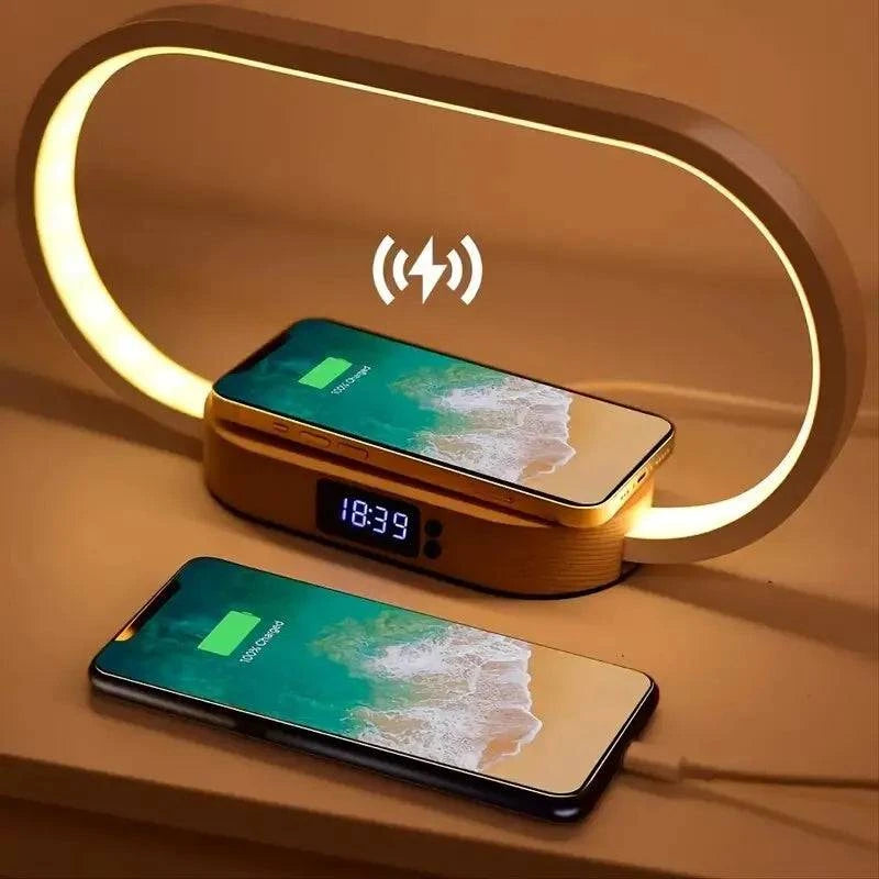 Multifunction Wireless Charger Pad Stand Clock LED Desk Lamp Night Light - MadeLuxx