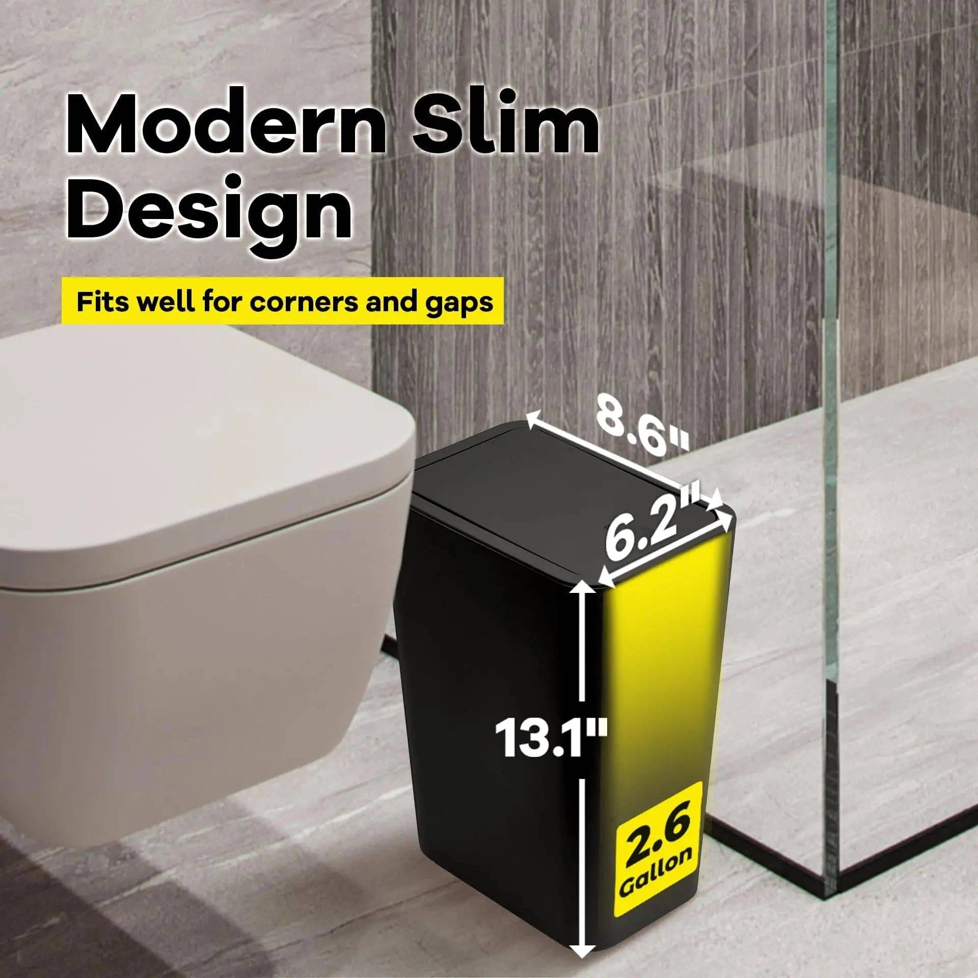 Bathroom Trash Can Small Garbage Can with Press Top Lid for Toilet - MadeLuxx