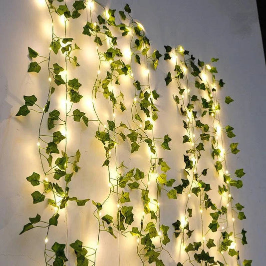 Flower Green Leaf String Lights Artificial Vine Fairy Lights Battery Powered - MadeLuxx