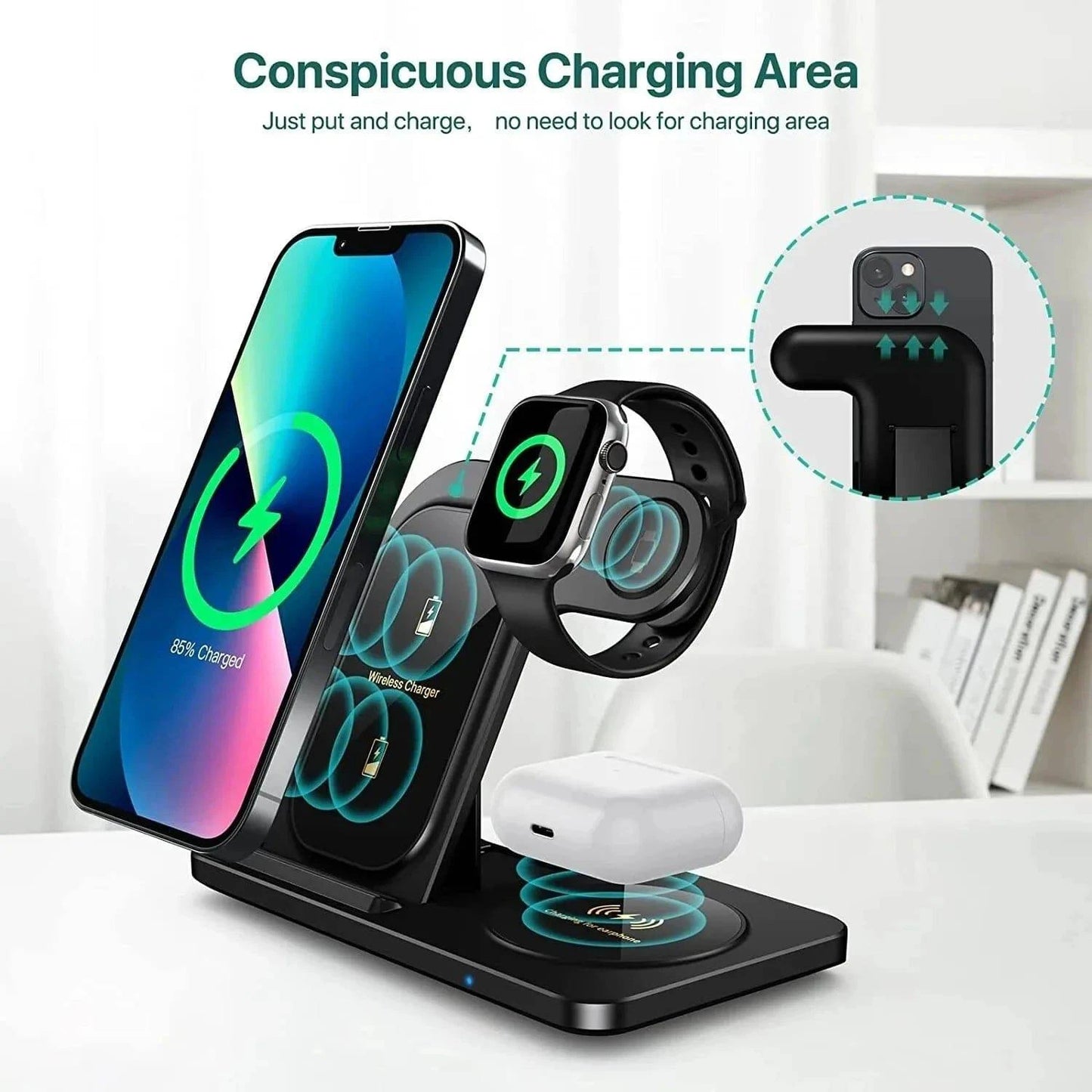 Wireless Charger Stand Pad For iPhone Foldable Fast Charging Station Dock - MadeLuxx