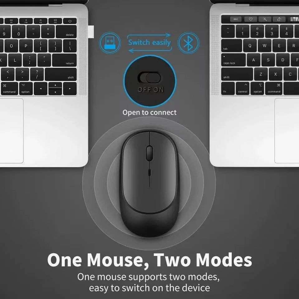 Wireless Mouse Rechargeable Mouse Gamer Dual Modes Bluetooth-compatible - MadeLuxx