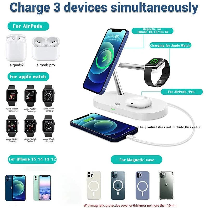 Magnetic Wireless Charger For iPhone Fast Charging Station for Apple Watch - MadeLuxx