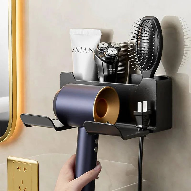 Bathroom Shelf Dryer Cradle Wall Shelves Hair Dryer Holder Shower Hairdryer O - MadeLuxx