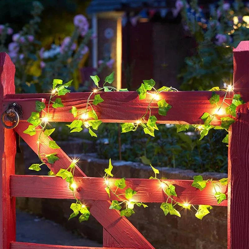 Flower Green Leaf String Lights Artificial Vine Fairy Lights Battery Powered - MadeLuxx