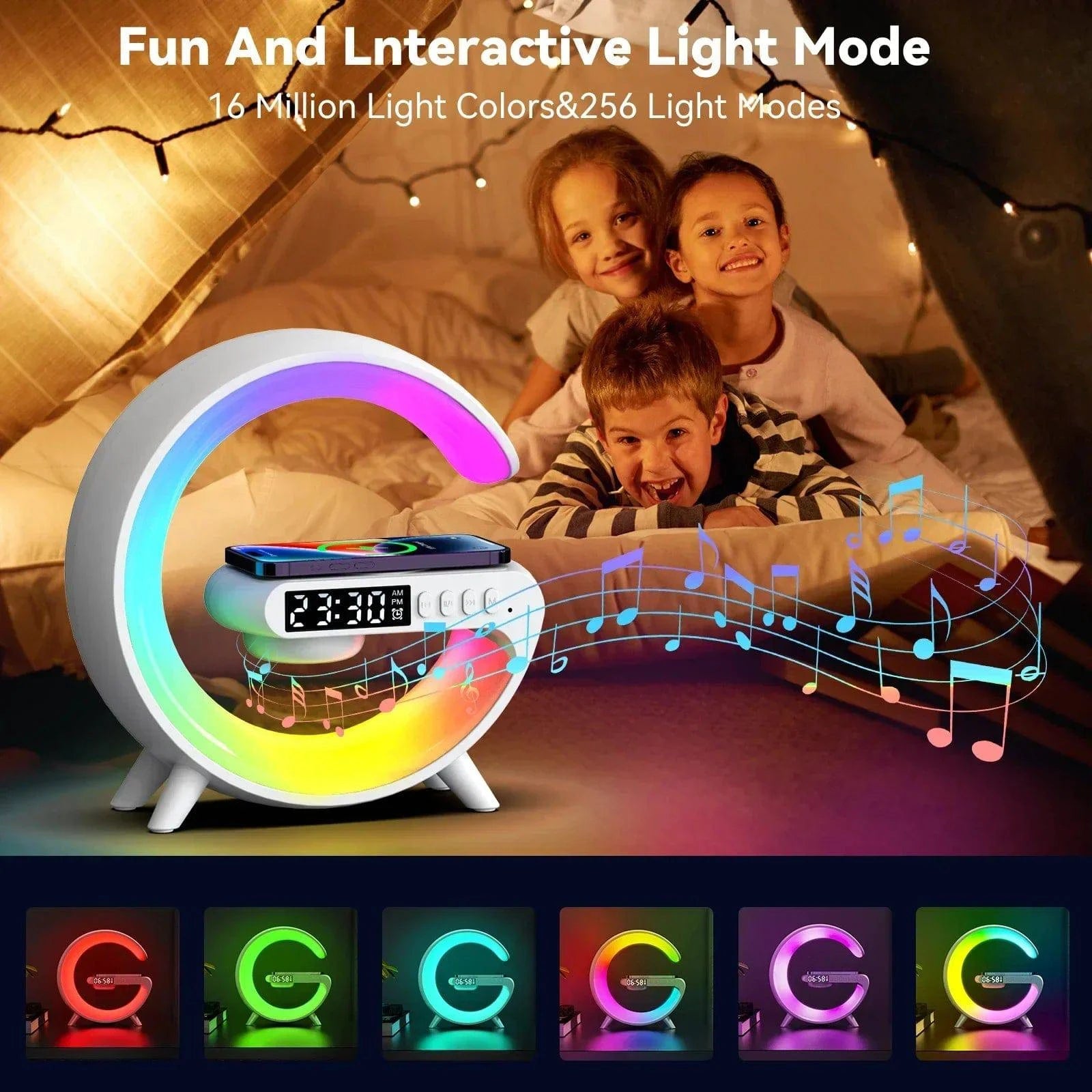 Multifunction Bluetooth Speaker TF RGB Night Light Wireless Charger Stand - MadeLuxx