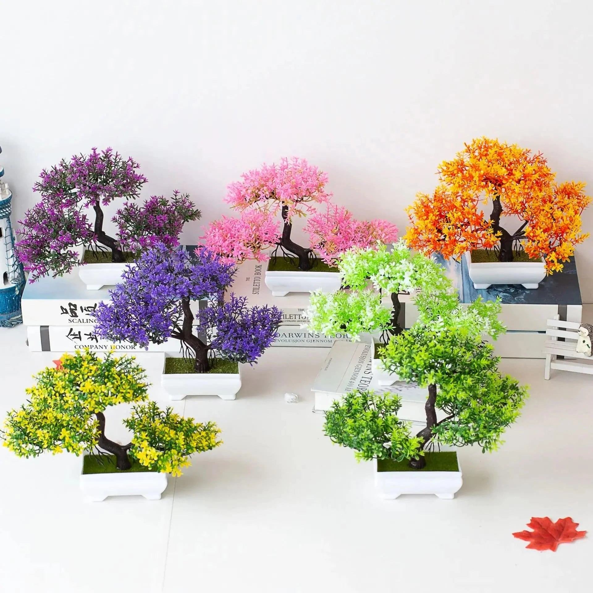 Artificial Plant Bonsai Plastic Small Tree Pot Fake Plant Flower Potted Ornaments - MadeLuxx