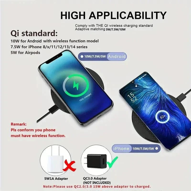 Wireless Charger Pad Stand Desktop Ultra-thin Mobile Phone Fast Charging - MadeLuxx