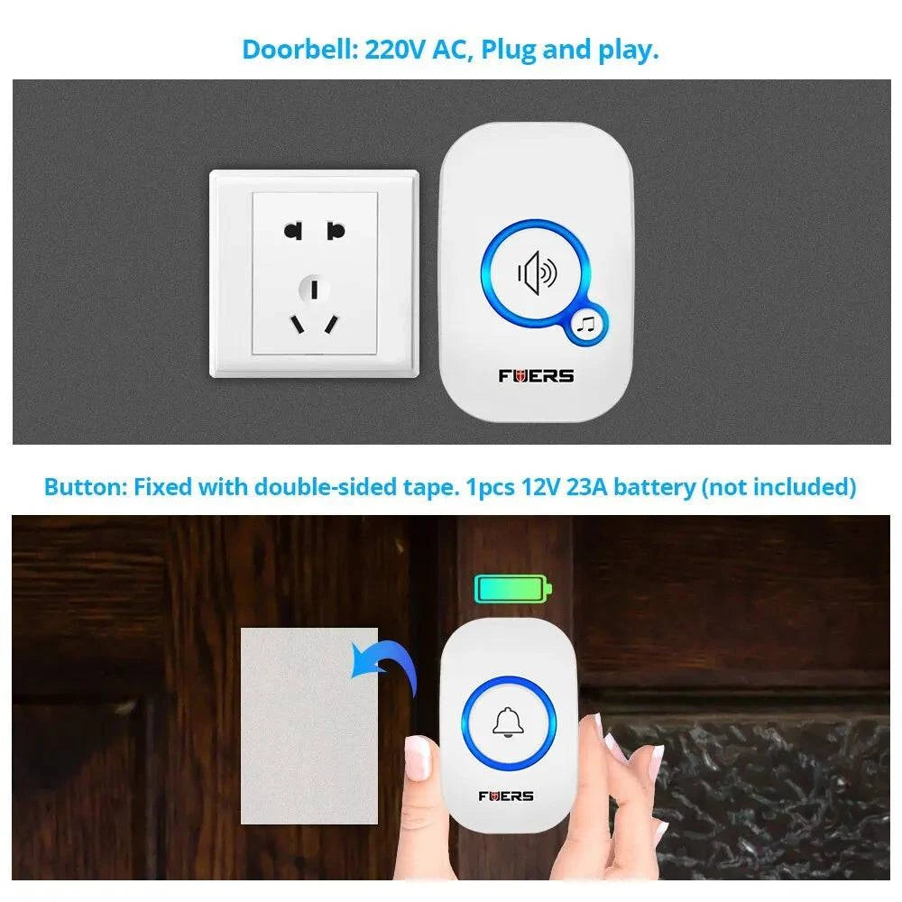 Fuers Wireless Doorbell Waterproof Welcome Chime Home Door Bell - MadeLuxx