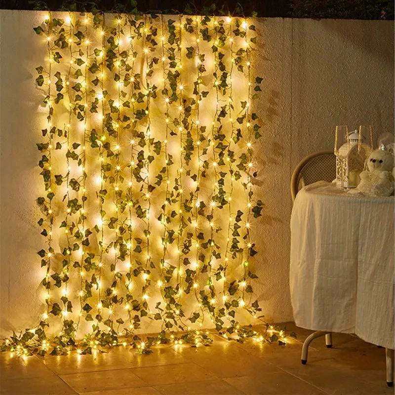 Flower Green Leaf String Lights Artificial Vine Fairy Lights Battery Powered - MadeLuxx