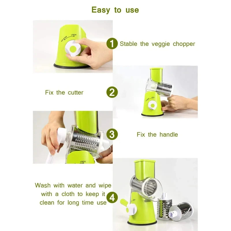 Manual Rotary Vegetable Slicer Cutter Kitchen Vegetable Cheese Grater Chopper Made Luxx