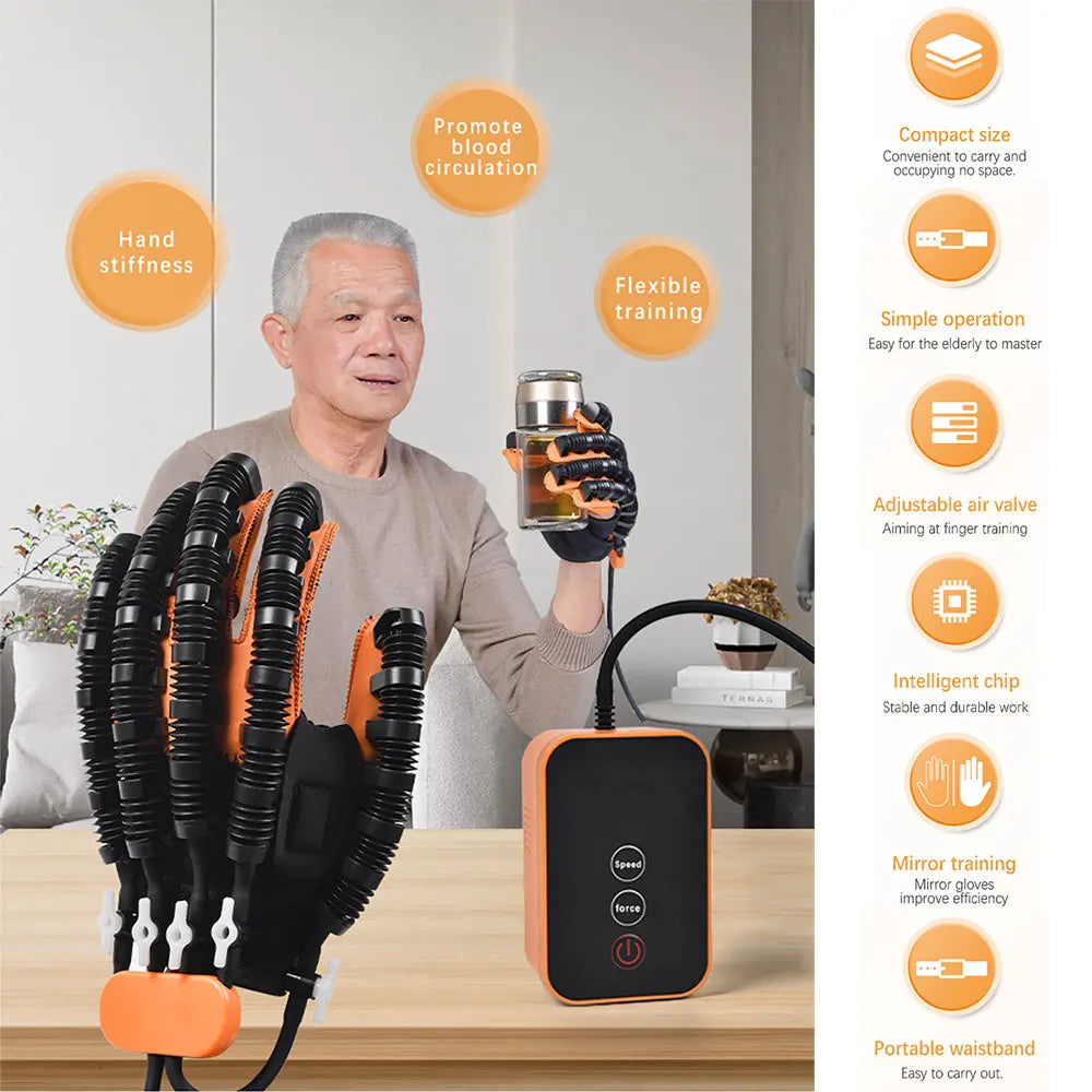 Portable Rehabilitation Robot Gloves Stroke Hemiplegia Cerebral Infarction Training Device Finger Exerciser Hand Function Recovery - MadeLuxx