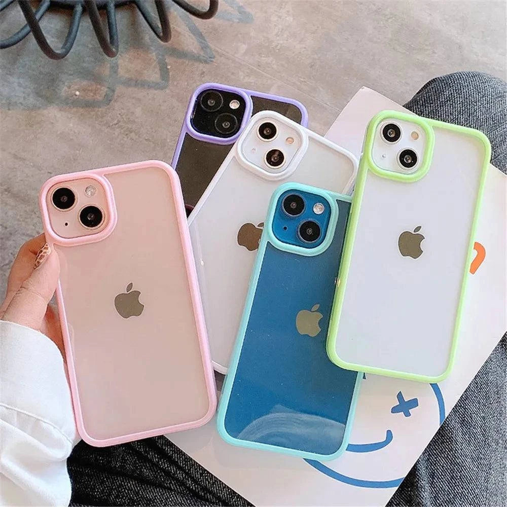 Candy Shockproof Silicone Bumper Phone Case For iPhone 15 14 11 12 13 Pro Max X XS XR 8 7 Plus Transparent Protection Back Cover - MadeLuxx