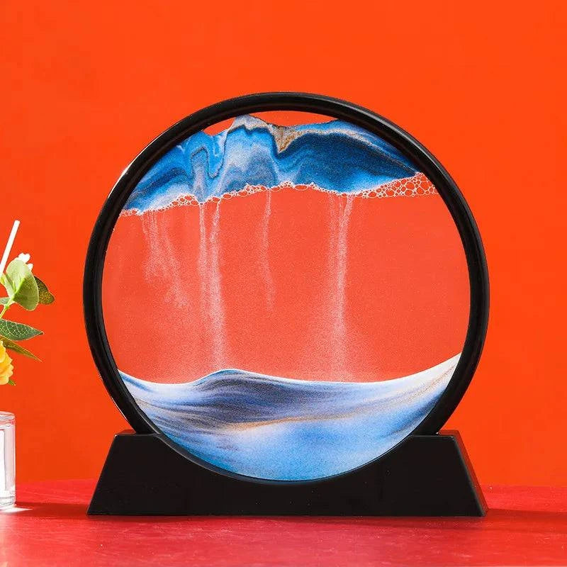 3D Moving Sand Art Picture Round Glass Deep Sea Sandscape Hourglass - MadeLuxx