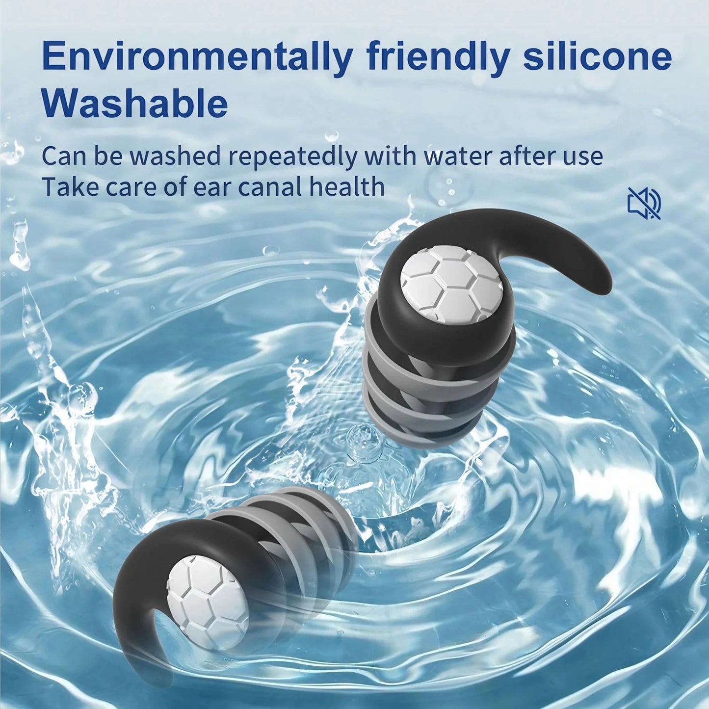 STONEGO 1 Pair Triple Layer Silicone Noise Cancelling Earplugs Suitable for Sleep Swimming Waterproof Noise Filter Creating - MadeLuxx