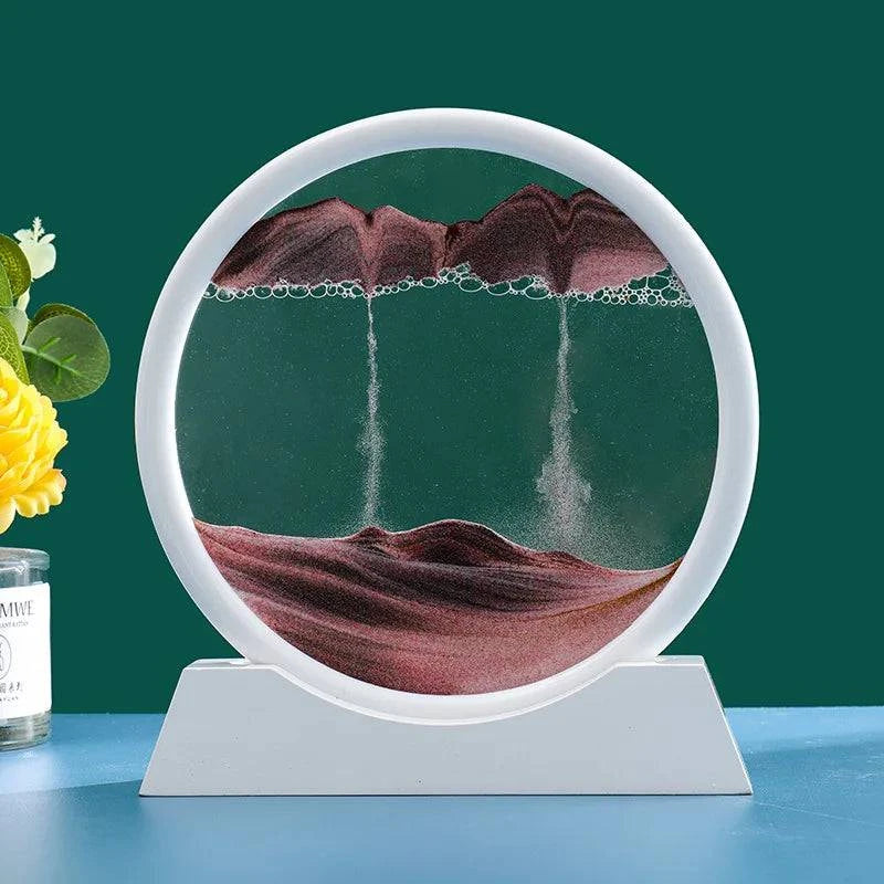 3D Moving Sand Art Picture Round Glass Deep Sea Sandscape Hourglass - MadeLuxx