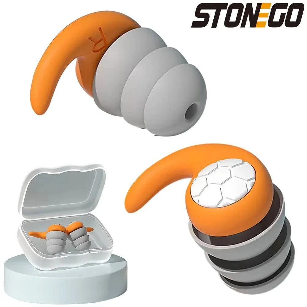 STONEGO 1 Pair Triple Layer Silicone Noise Cancelling Earplugs Suitable for Sleep Swimming Waterproof Noise Filter Creating - MadeLuxx