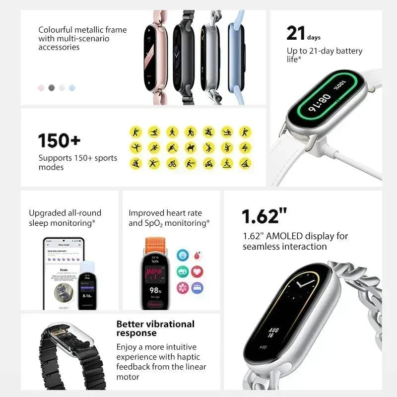 [World Premiere]Global Version Xiaomi Smart Band 9 1.62" AMOLED Display 21-day Battery Life 150+ Sports Modes Sleep Monitoring - MadeLuxx