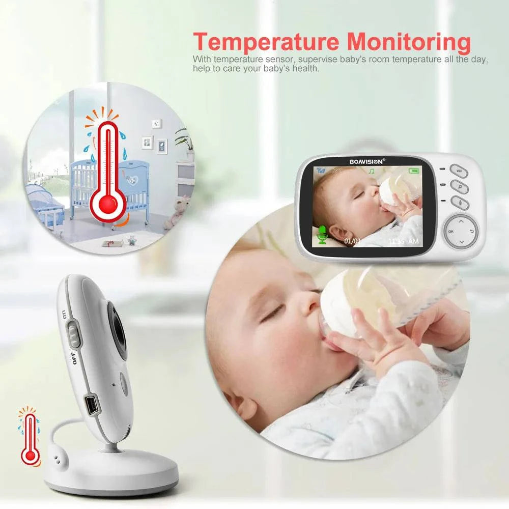 VB603 Video Baby Monitor 2.4G Wireless With 3.2 Inches LCD 2 Way Audio Talk Night Vision Surveillance Security Camera Babysitter - MadeLuxx