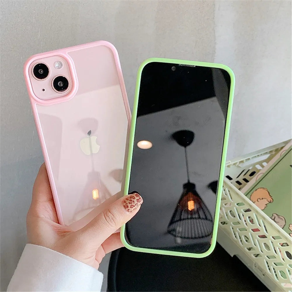 Candy Shockproof Silicone Bumper Phone Case For iPhone 15 14 11 12 13 Pro Max X XS XR 8 7 Plus Transparent Protection Back Cover - MadeLuxx