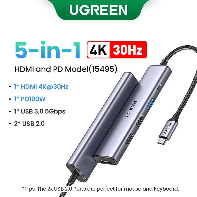 UGREEN Dual HDMI USB HUB 8K HDMI Adapter 10 in 1 Splitter with RJ45 USB 3.0 PD 100W Dock for MacBook Pro Air M2 M1 USB C HUB - MadeLuxx