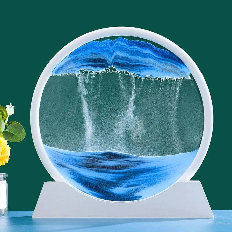 3D Moving Sand Art Picture Round Glass Deep Sea Sandscape Hourglass - MadeLuxx